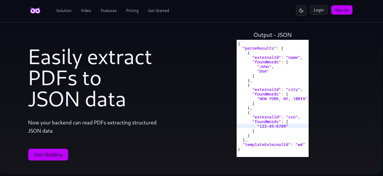 PDF Extractor API Screenshot